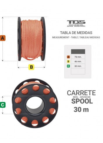 TDS Spule Aluminium 30m Schwarz