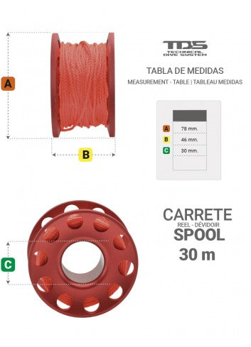 TDS Spule Aluminium 30m Rot