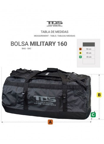 TDS Tasche Militar Elite Schwarz 160 L